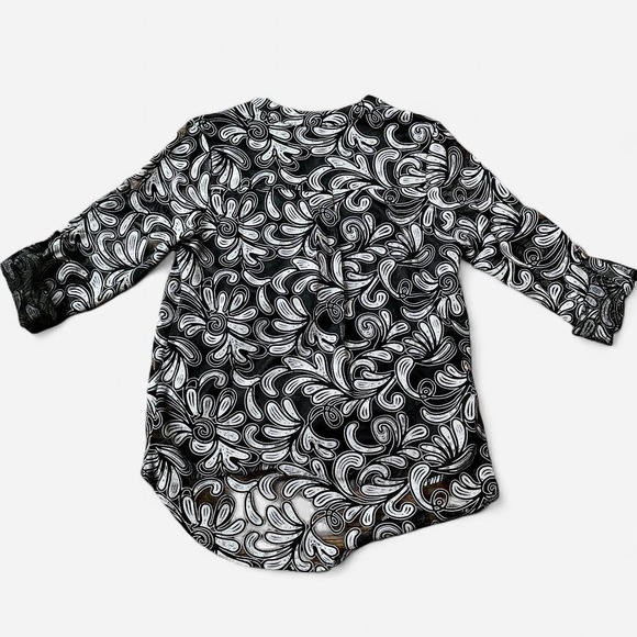 NY Collection Nwot Mature grandmacore black paisley business casual blouse - Picture 8 of 8